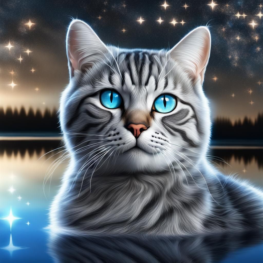Starry Silver Tabby Cat by Reflective Lake