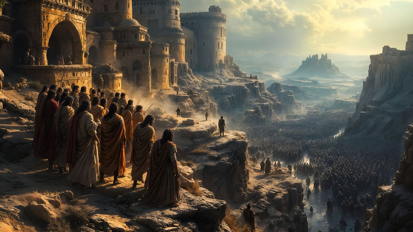Masada Soldiers Face Philistine Army in Matte Painting