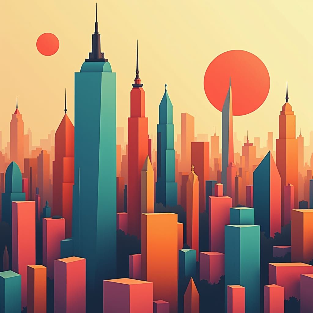 Futuristic New York City in Retro 80s Style