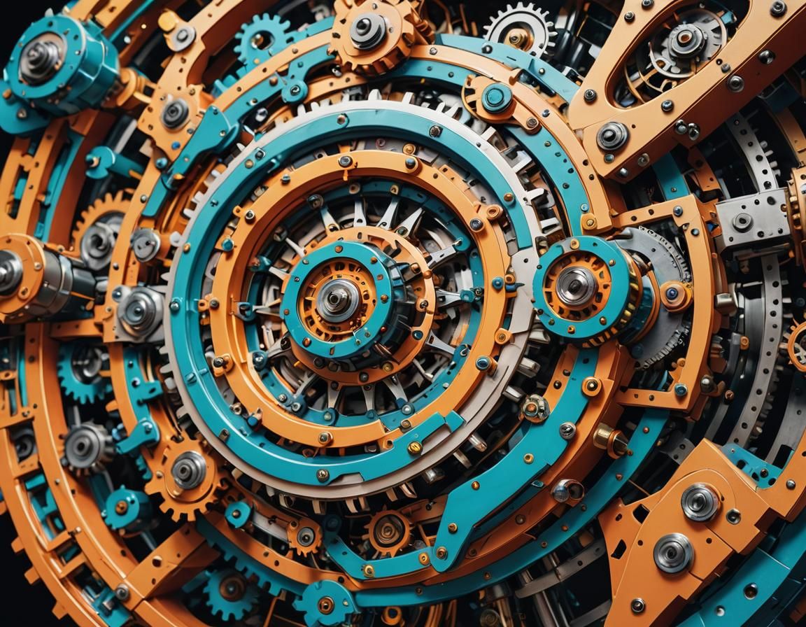 Colorful Hyperdetailed Mechanical Epicycloid Sculpture