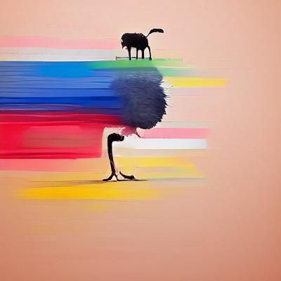 Minimalist Ostrich Consuming Technicolor Life Painting