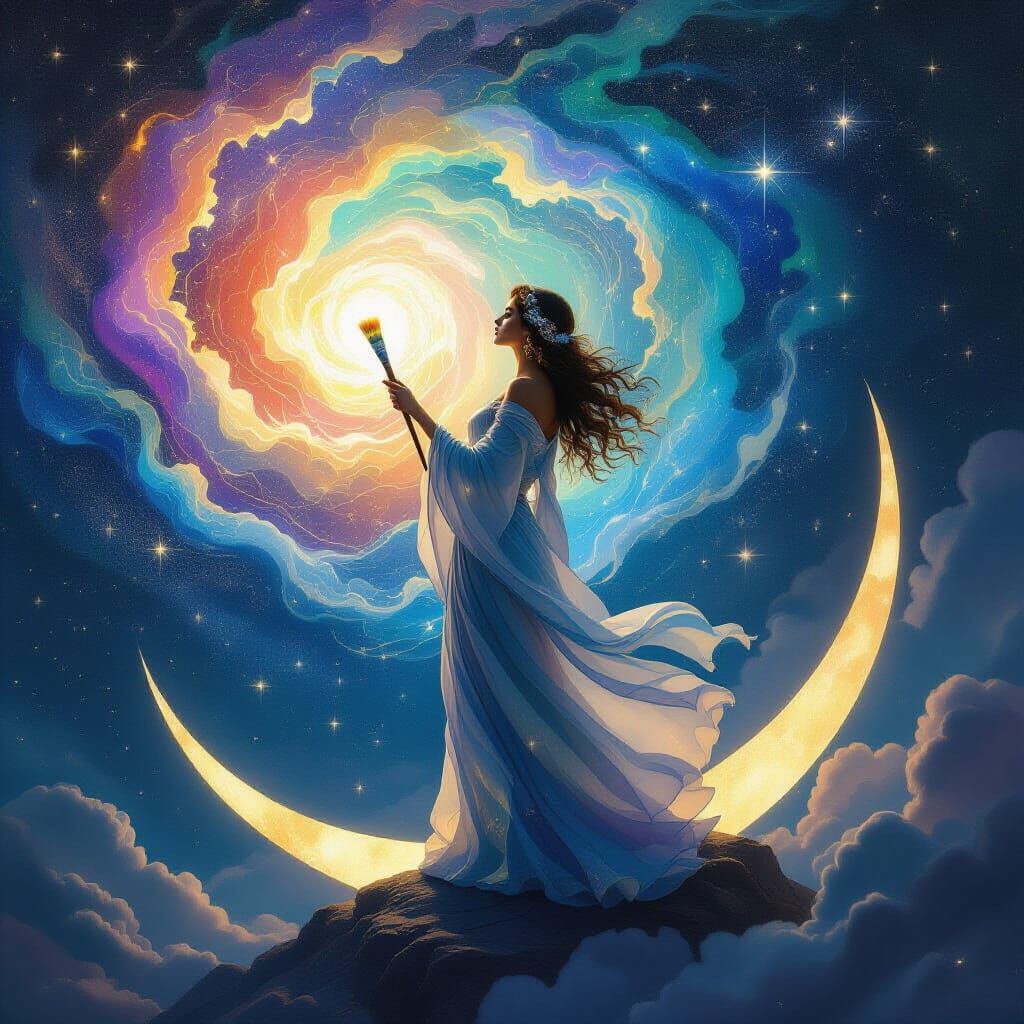 Cosmic Artist Conjuring Nebulae on a Moon