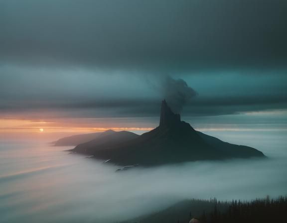 Impressionist Sunset Coast Watercolor Painting in 8K