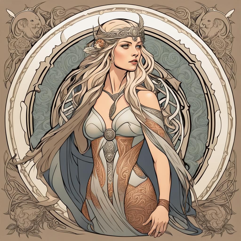 Norse Goddess Hel in Art Nouveau Style