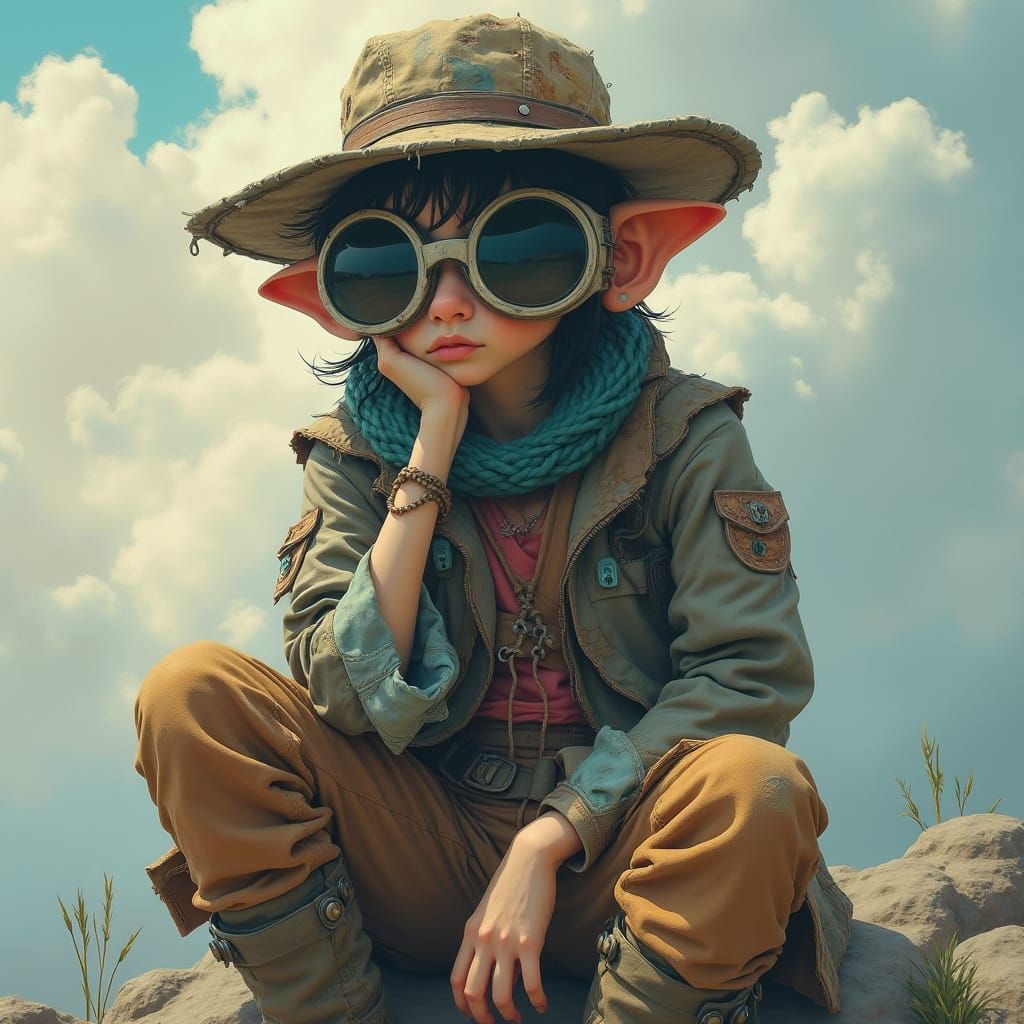 A whimsical and melancholic character