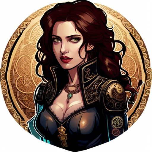 Steampunk Yennefer Portrait with Luminous Colors