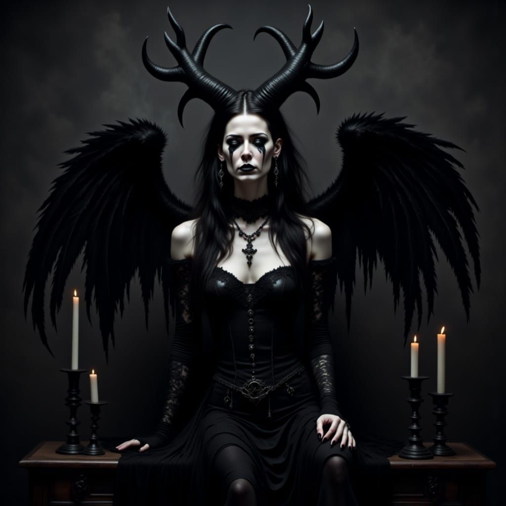 Gothic Horror: Woman with Black Wings