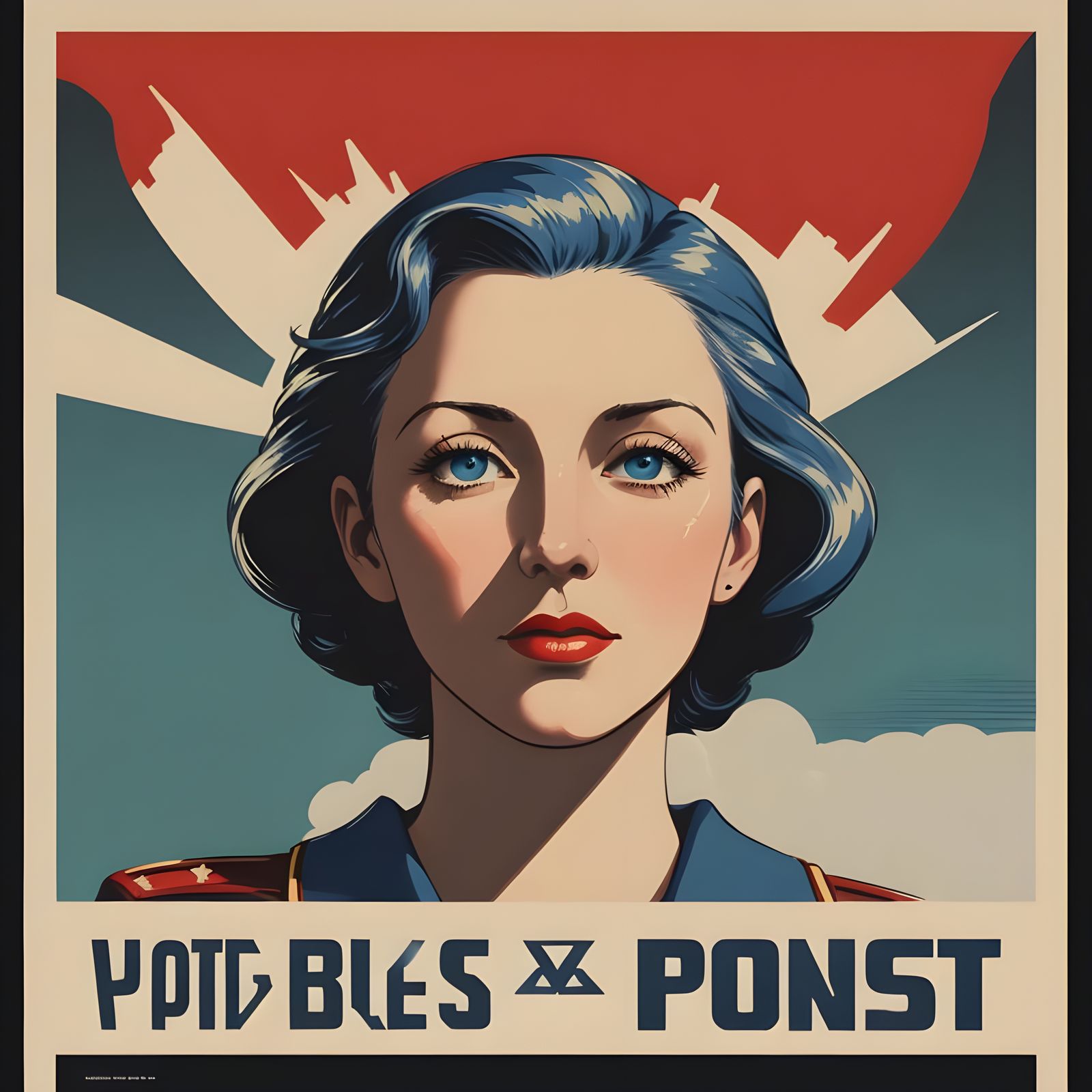 Vintage Propaganda Poster with Pointing Figures