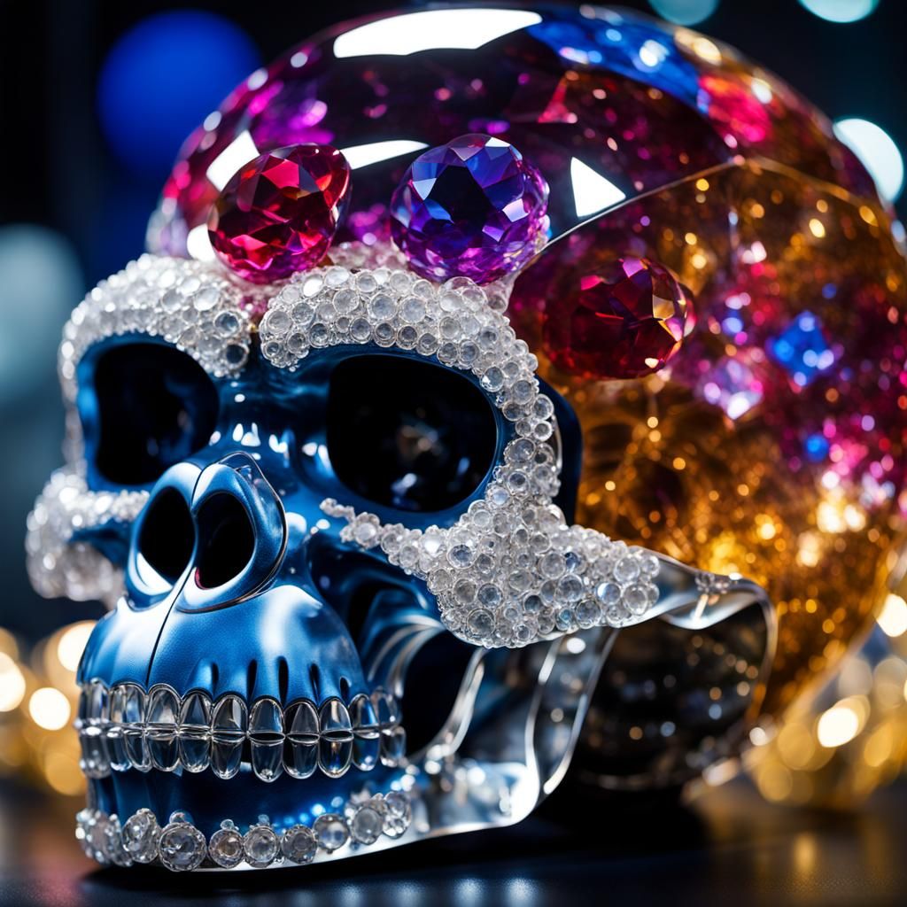 Crystal Gorilla Skull Sculpture in Jeff Koons Style