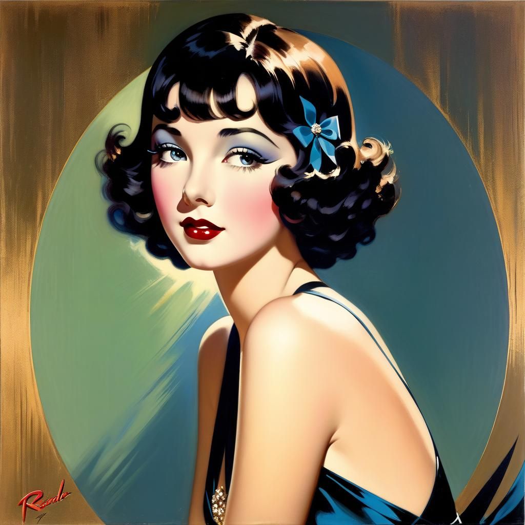 Vintage Pin-Up in Art Deco Style