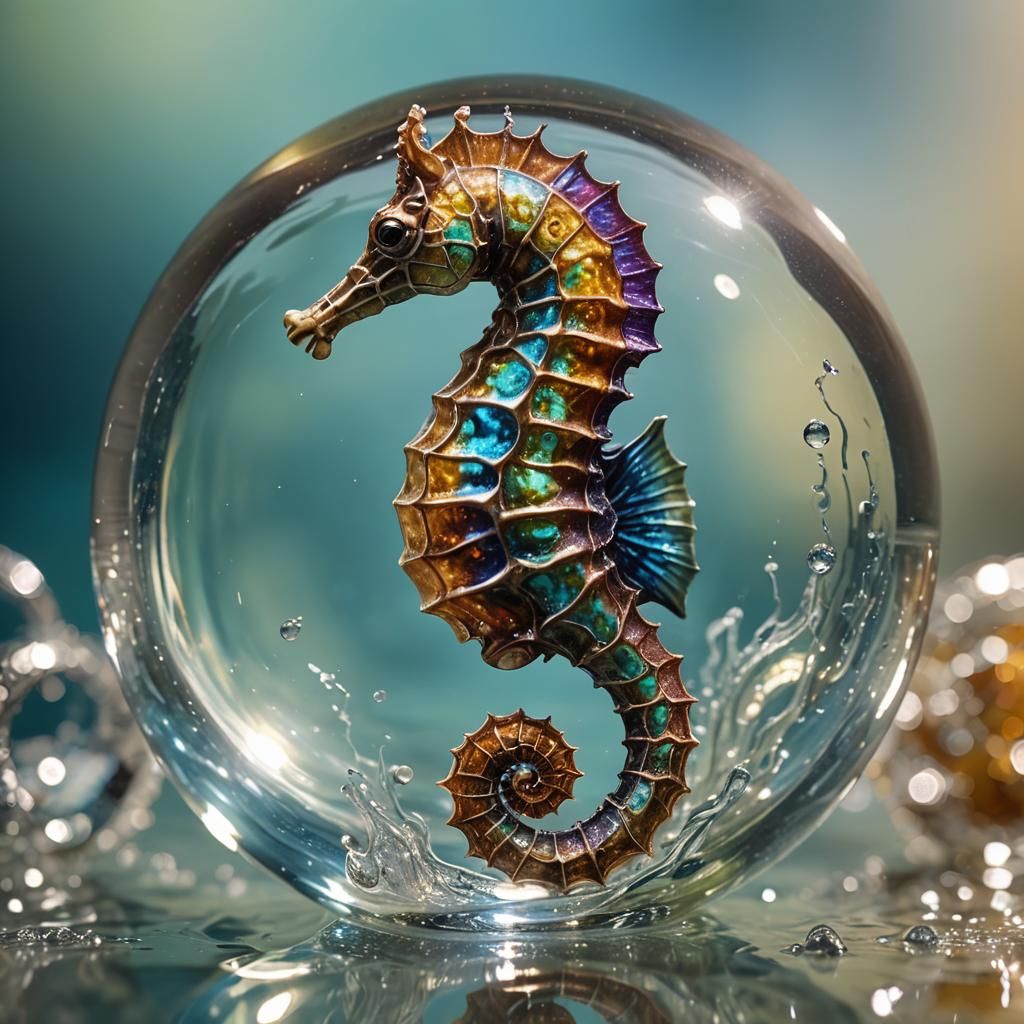 Seahorse in Glass Orb: Macro Photography