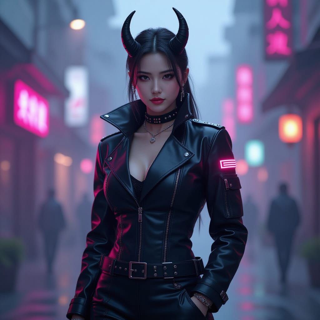 K-Pop Demon Character Pride in Pinkish Neon Lights