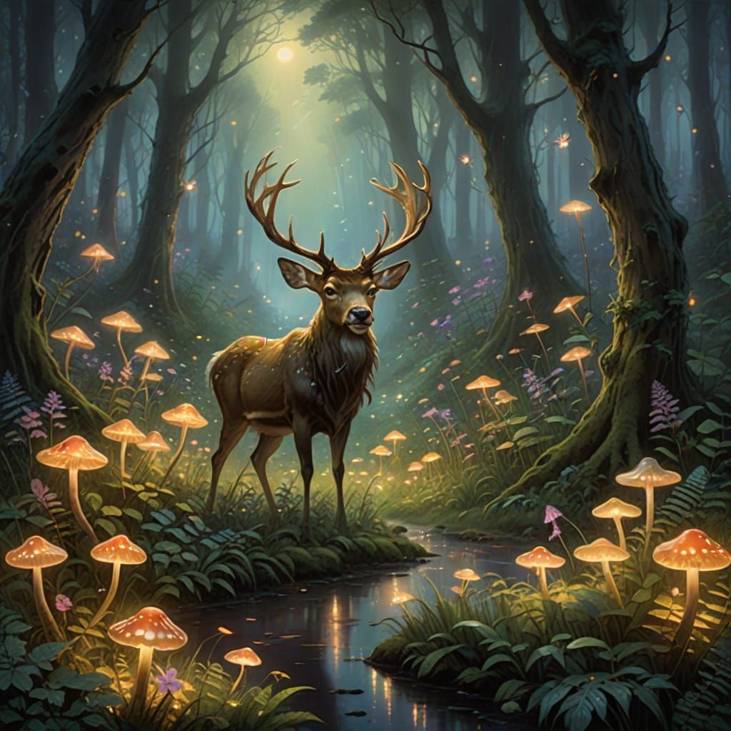 Enchanting Forest Spirit in Painterly Style
