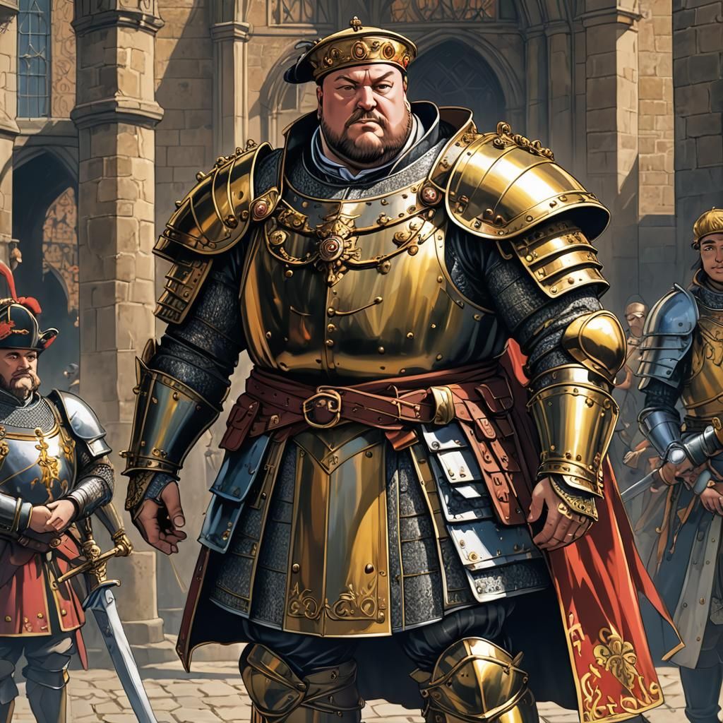 Henry VIII in Armor, Cel-Shaded Anime Style