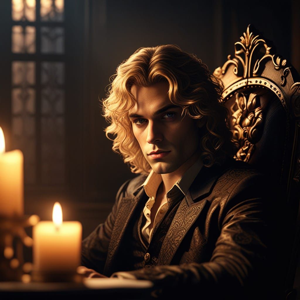 Gothic Vampire Lord in Dark, Romantic Portraiture