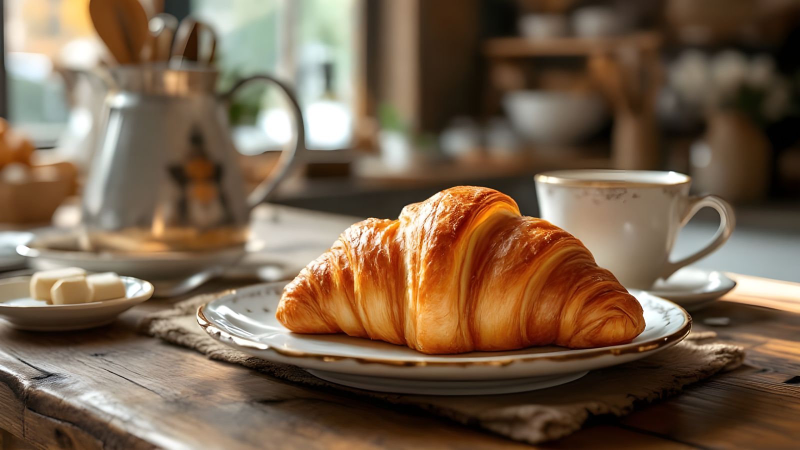 Croissant and Coffee in Zurich Bakery