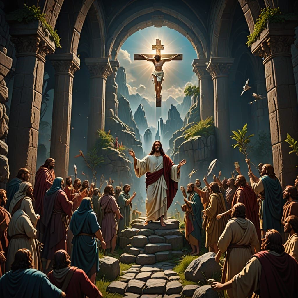 Jesus Christ Ascends to Heaven in Vibrant Splendor