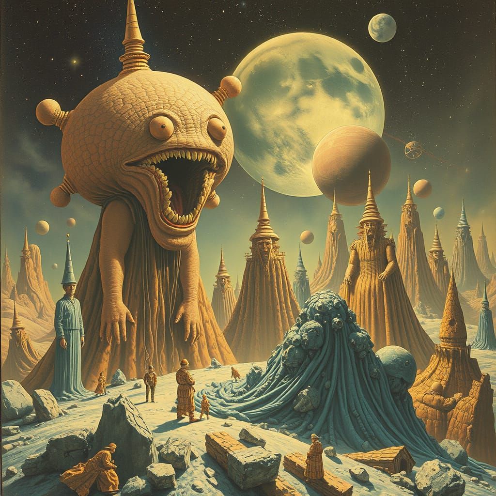 Surreal Sci-Fi Illustration in Vintage Photograph Style