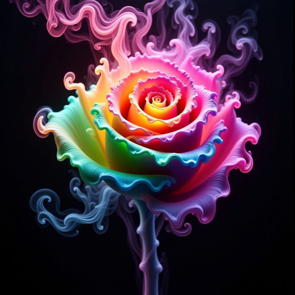 Rainbow Smoke Rose in Volumetric Fog
