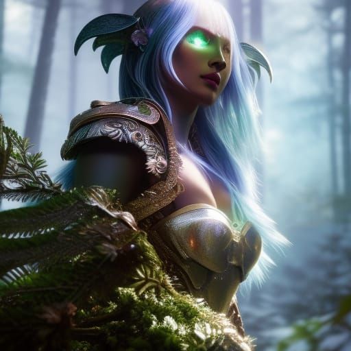 Filigree Armor Faerie in Moonlit Forest
