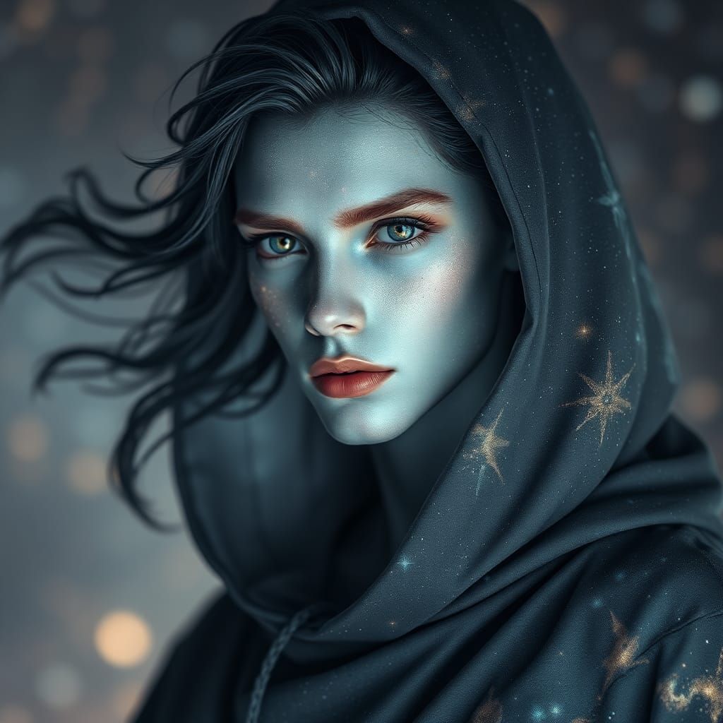 Ethereal Being Embodies Outer Space in Surreal Style