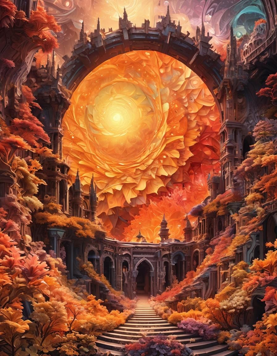 Mesmerizing Abstract Fractal in Vibrant Neon Colors