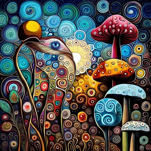 Surreal Flowers in Mixed Media Style