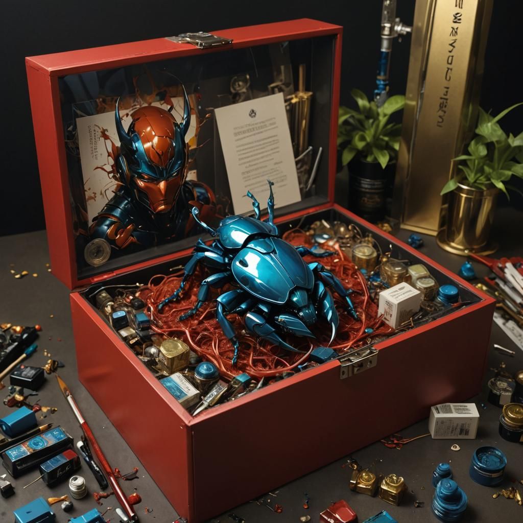 Detailed Blue Beetle Digital Art