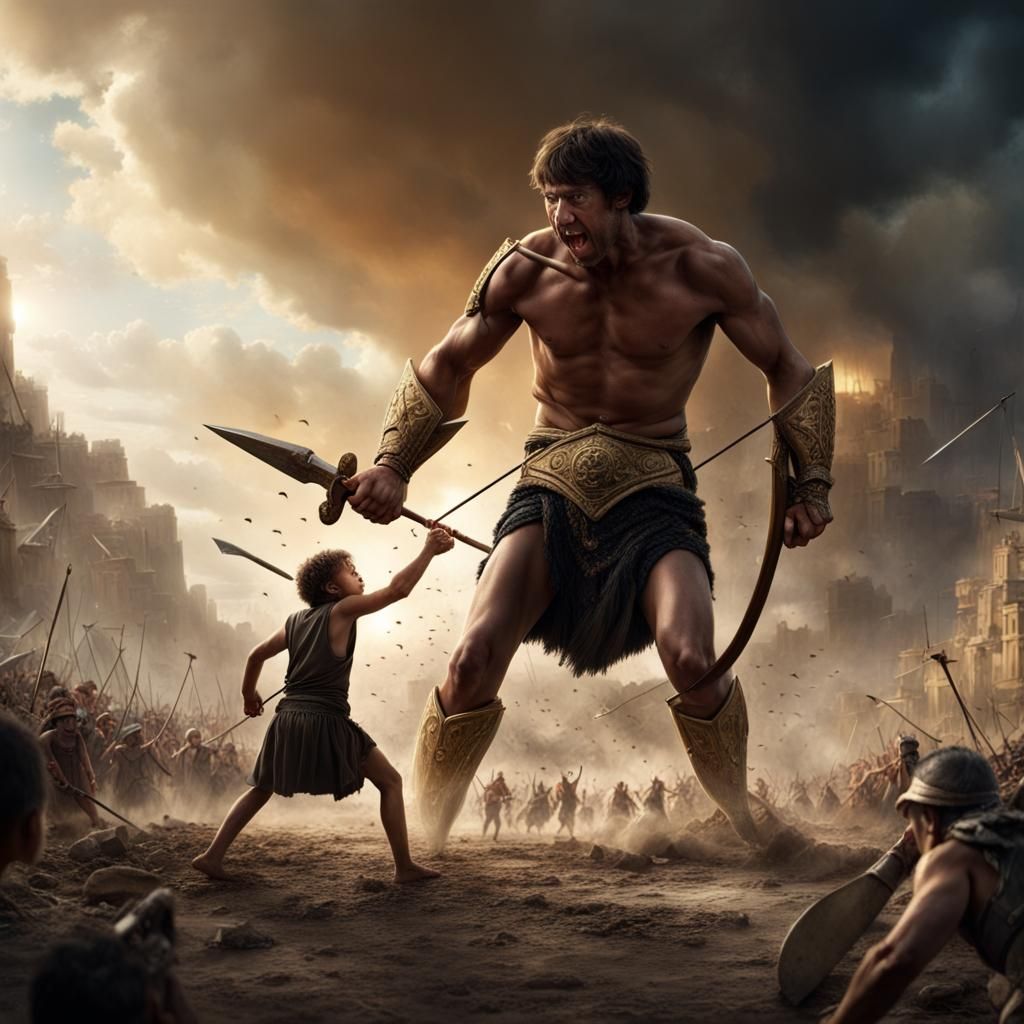 David and Goliath: Epic Battle Scene
