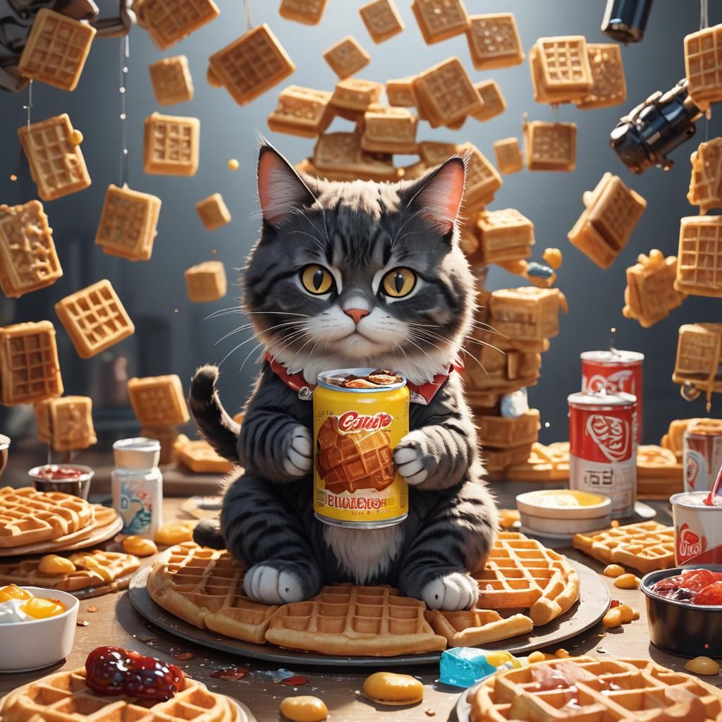 Cat on Waffle: 3D Anime Concept Art
