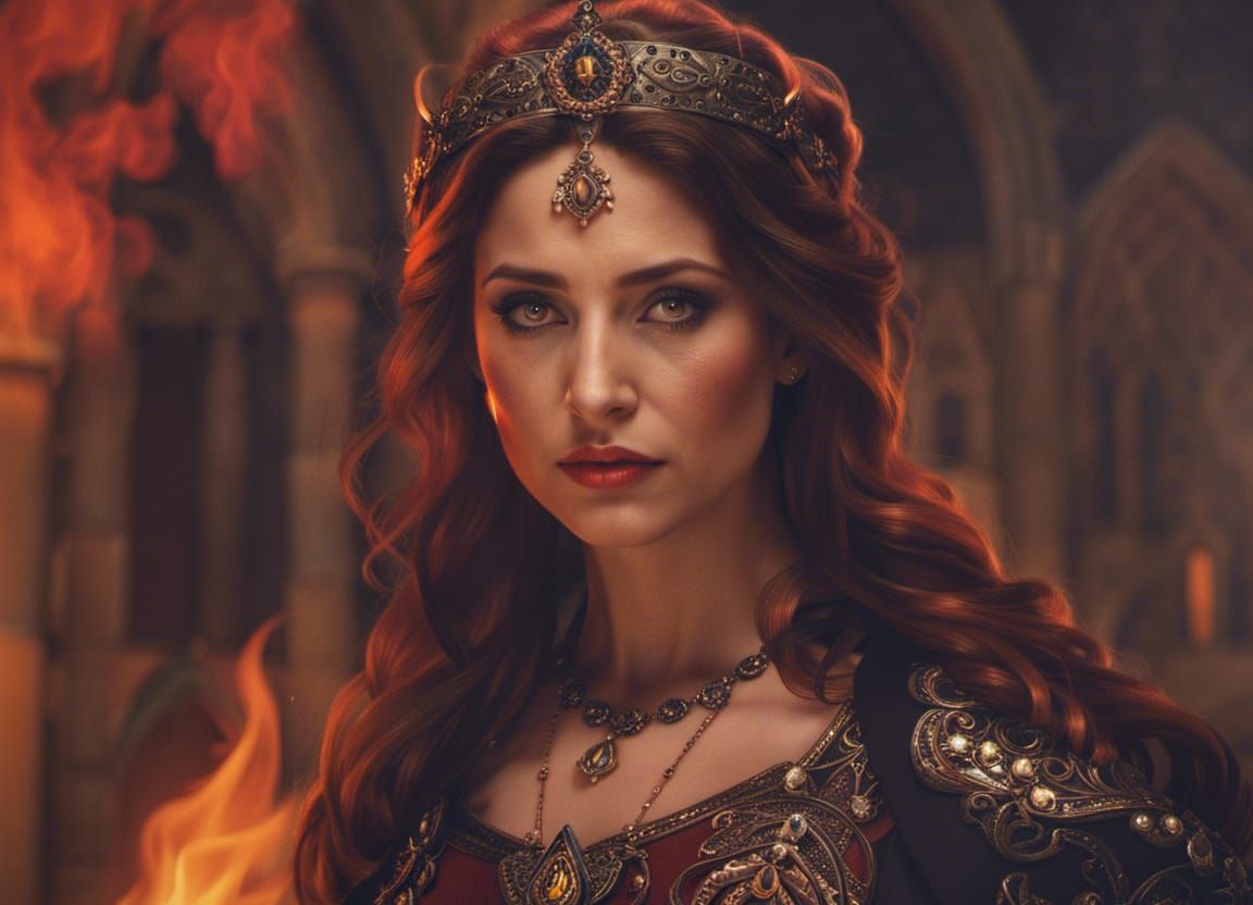 Medieval Queen Portrait in Maxfield Parrish Style