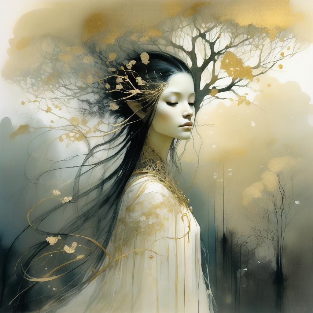 Solarpunk Elf Princess in Surreal Fantasy Style