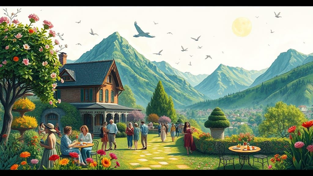 Spring Garden Party in Vibrant Post-Impressionist Style