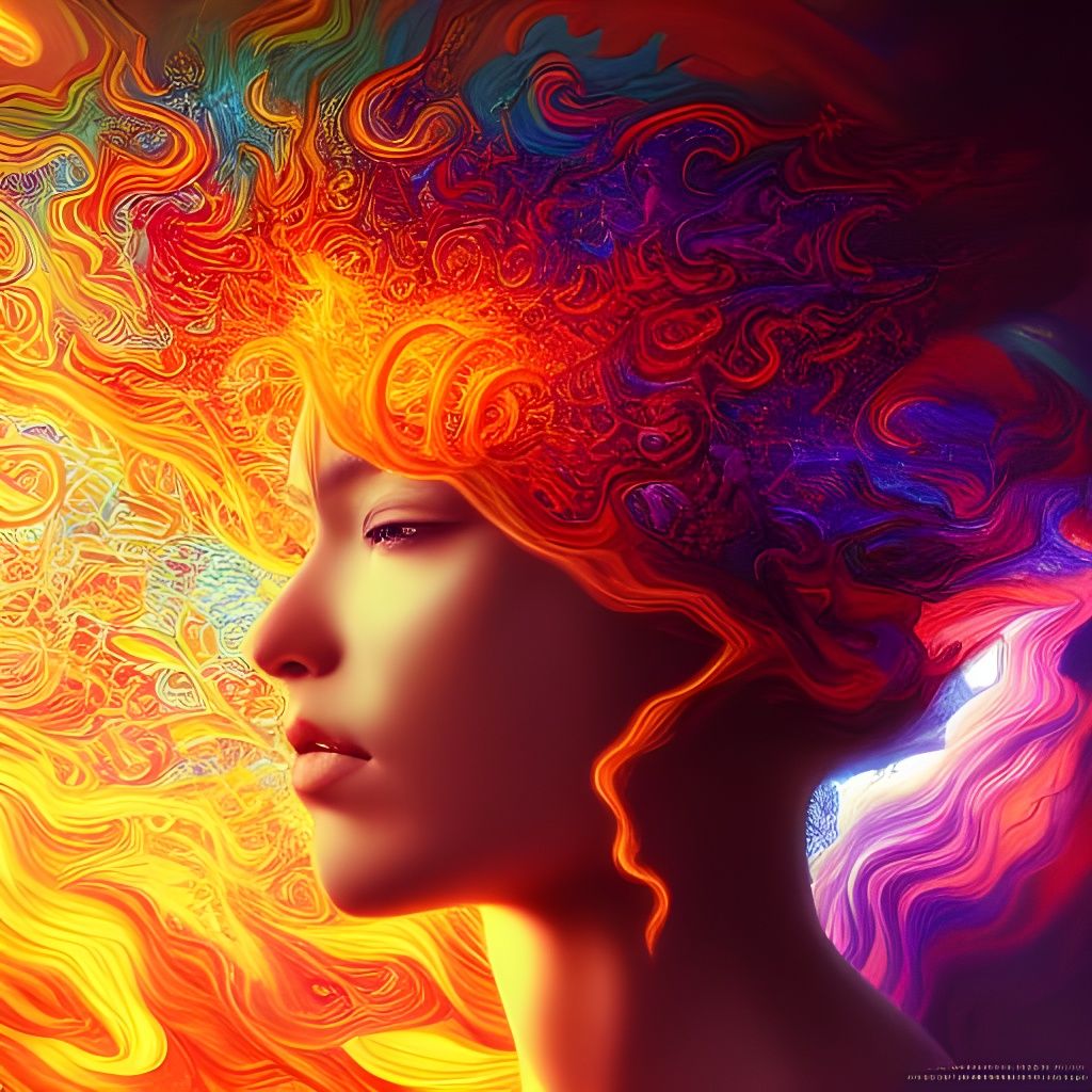 Spiritual Awakening Flames: A Fantasy Digital Illustration