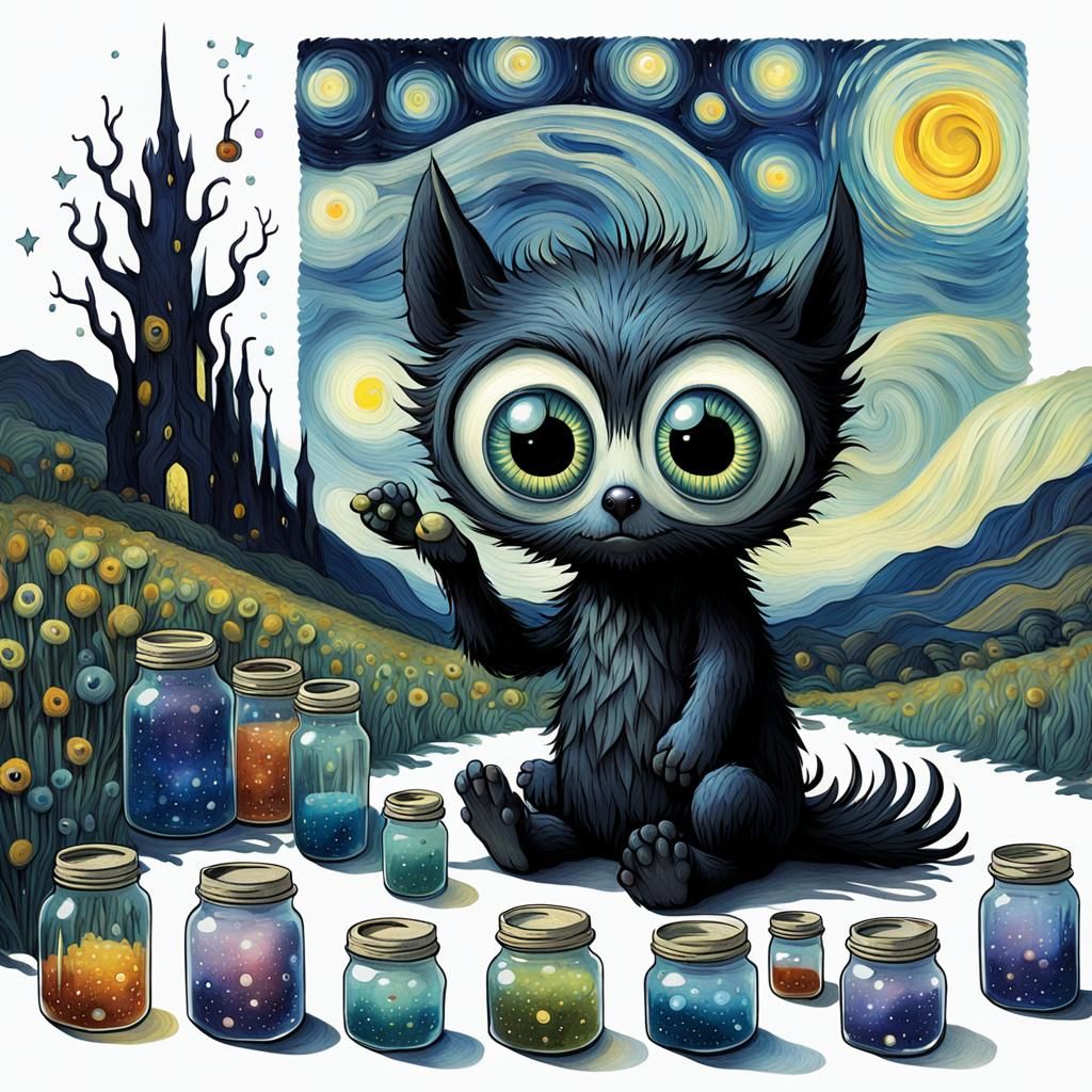 Gothic Creature with Jars of Dreams