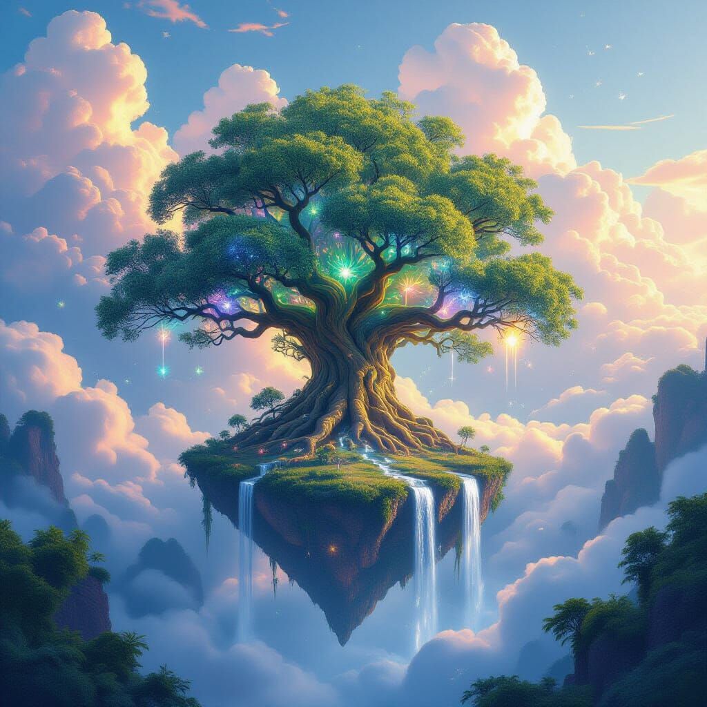 Floating Grove with Iridescent Leaves