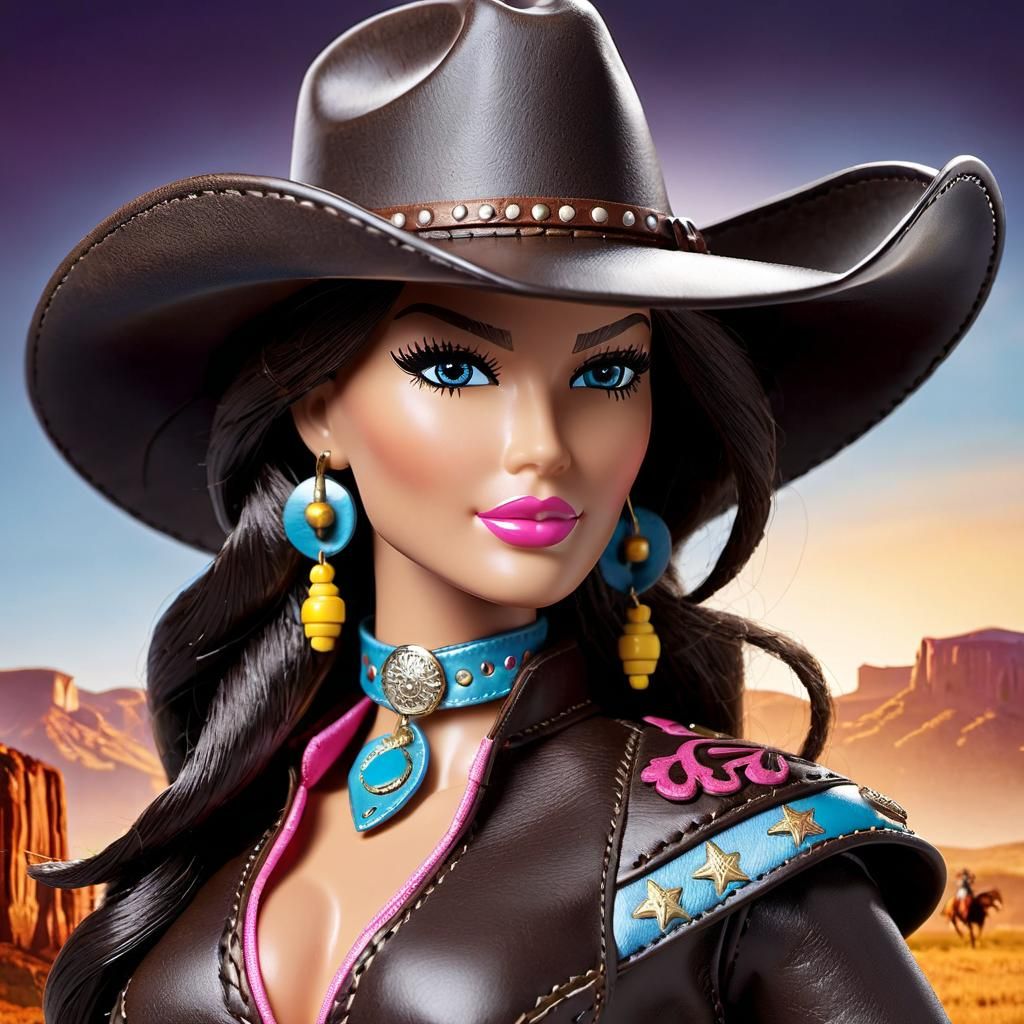 Cowgirl Barbie with Hat and Leather Holster