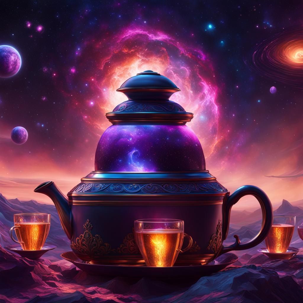 God Observes Colorful Universe: Dark Fantasy Concept Art