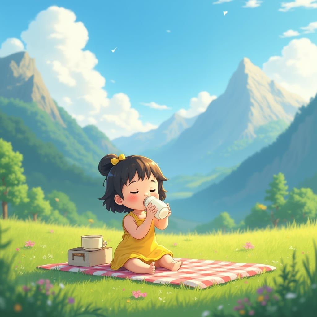 Whimsical Child in a Lush Meadow