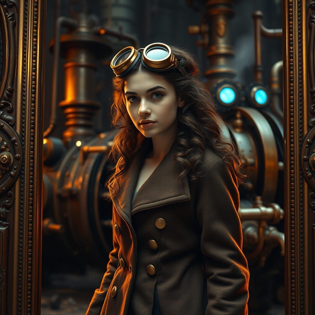 Steampunk Goddess Emerges from an Antique Painting