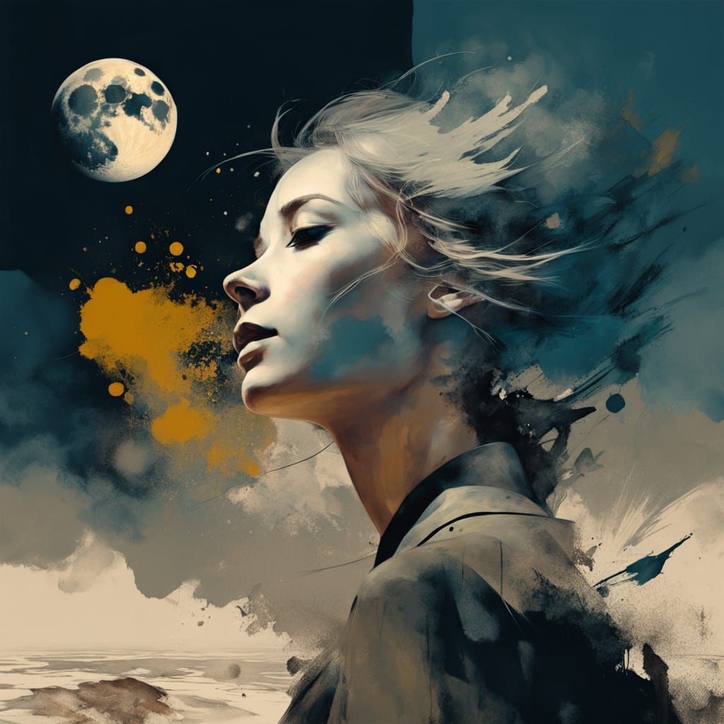 Desert Walker in Ink Wash Style