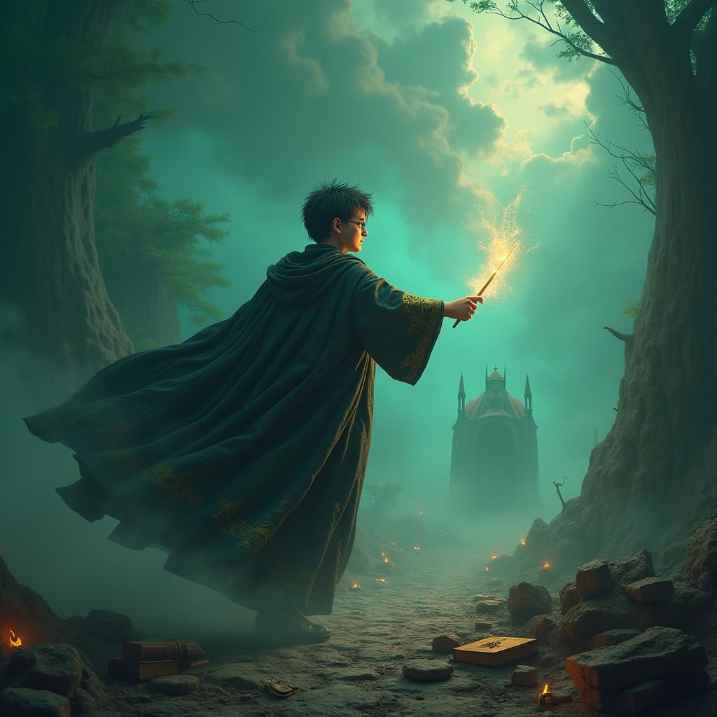 Harry Potter in Mystical Realm, Digital Art