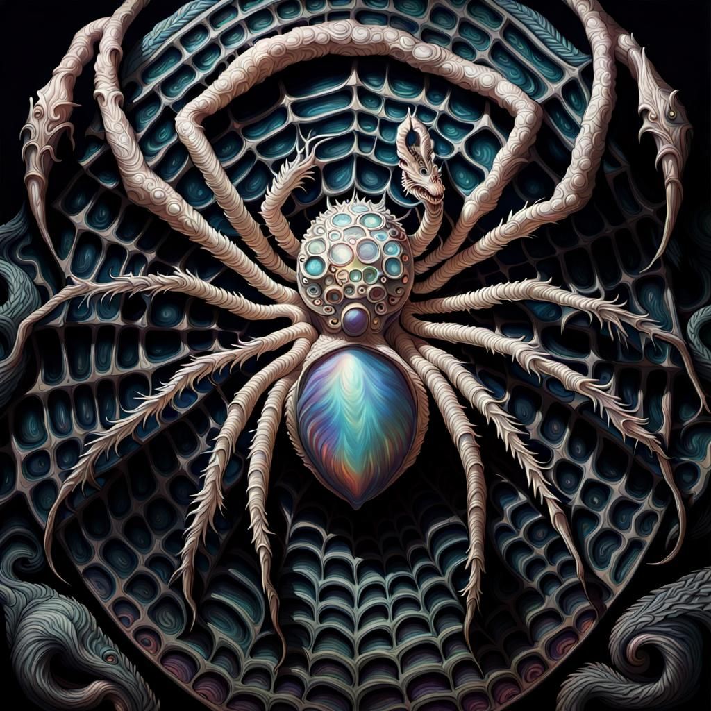Surreal Lovecraftian Spider Dragon in Iridescent Detail