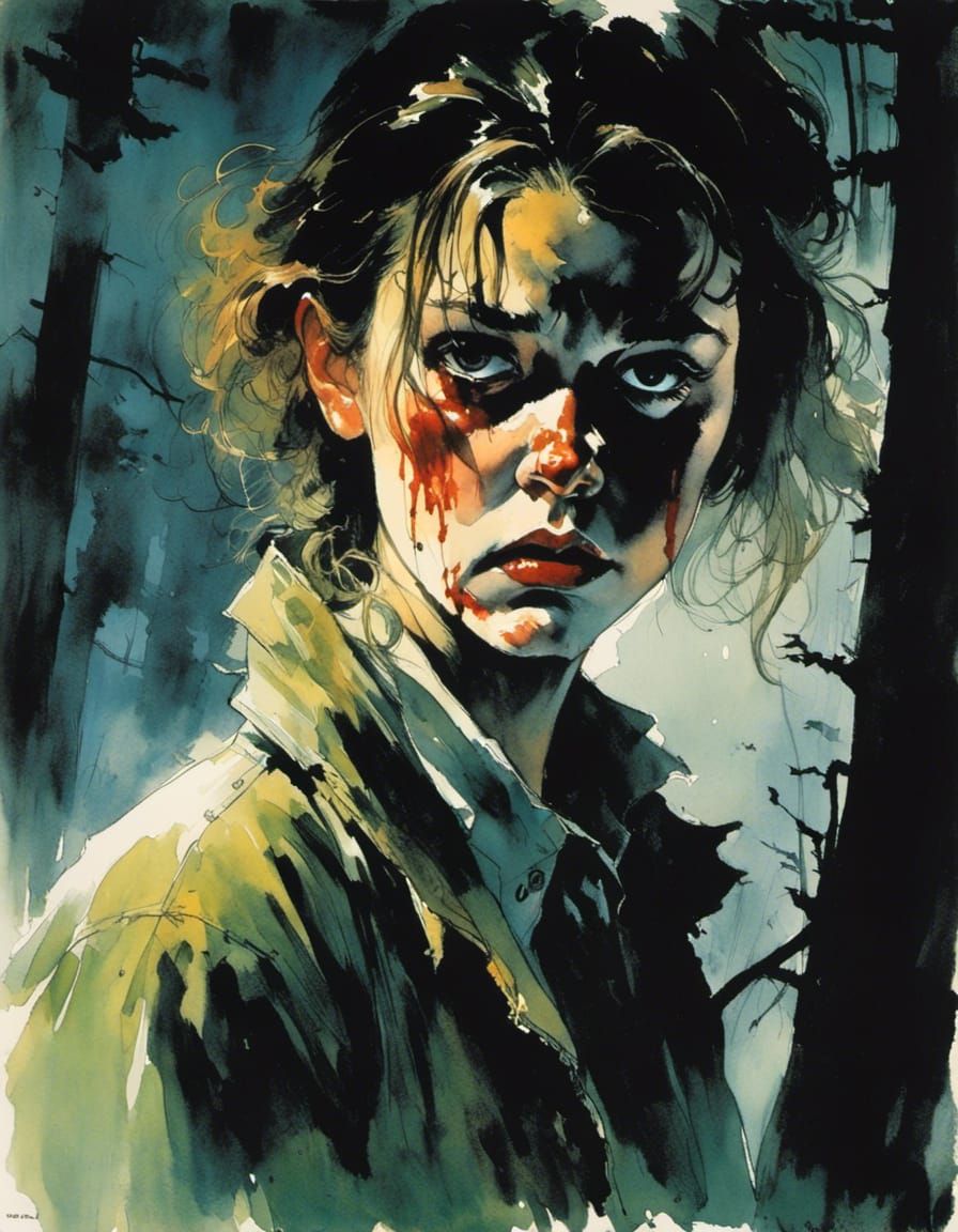 Terrified Teen Runs Through Misty Forest in Horror Film