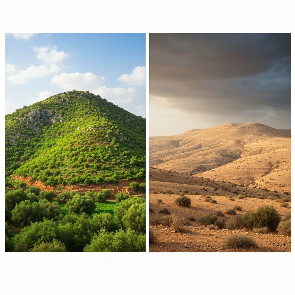 Har Grizim & Har Eival: Lush vs. Barren Samarian Hills