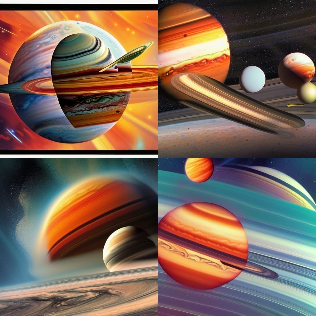 Saturn Explodes on Jupiter: Hyperrealistic Concept Art