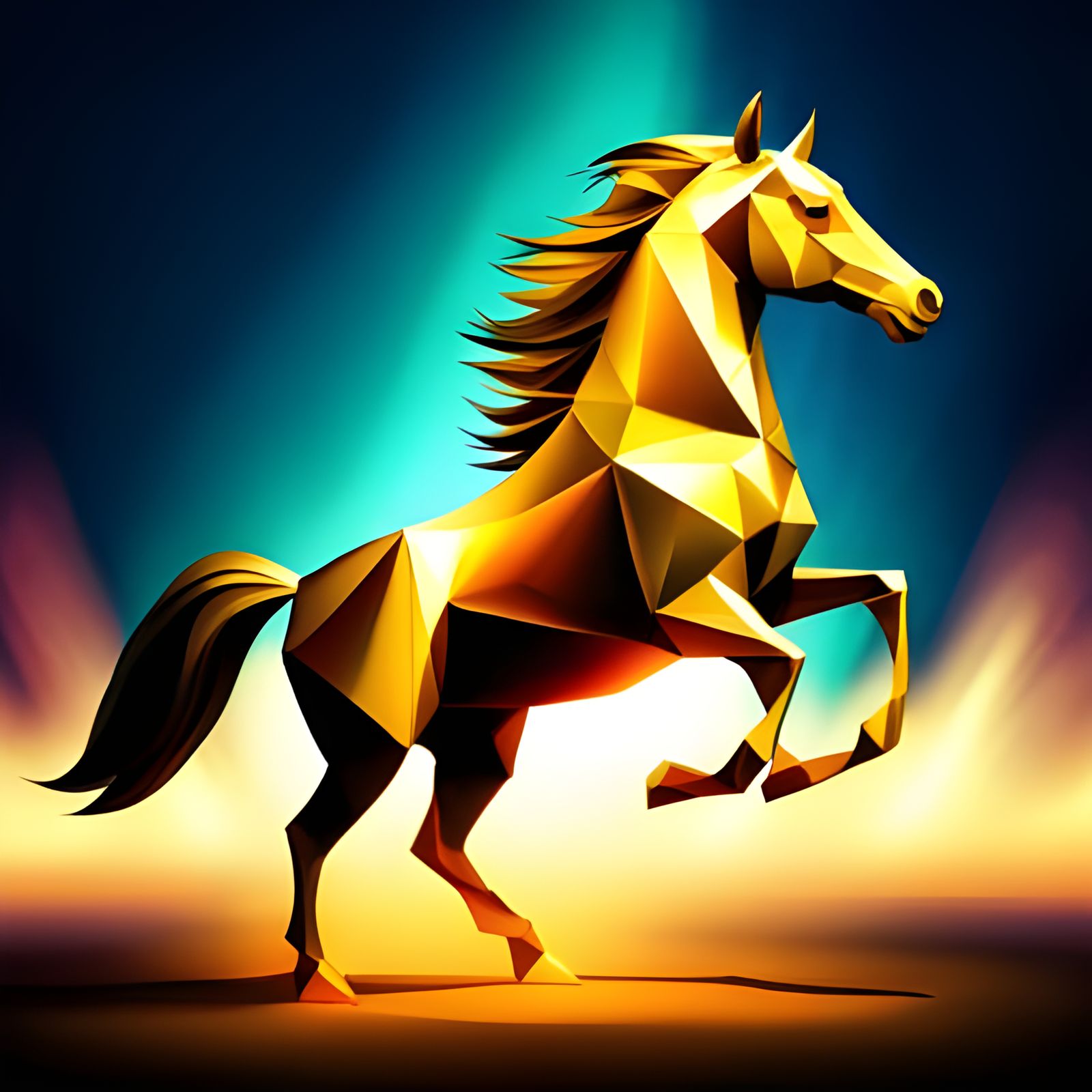 Geometric sculpture of horse