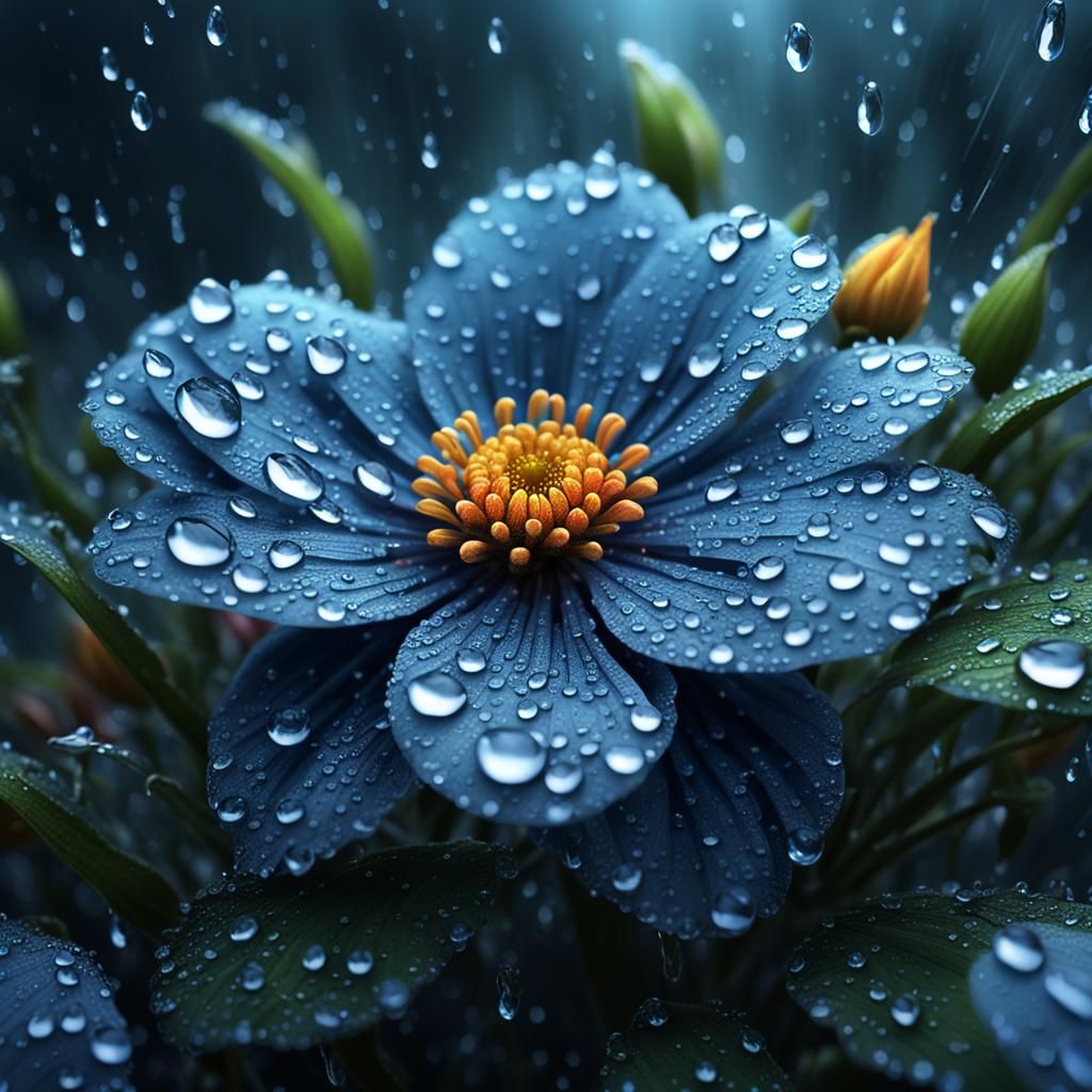 Dew-Kissed Flower Reflects Worlds: Digital Matte Painting