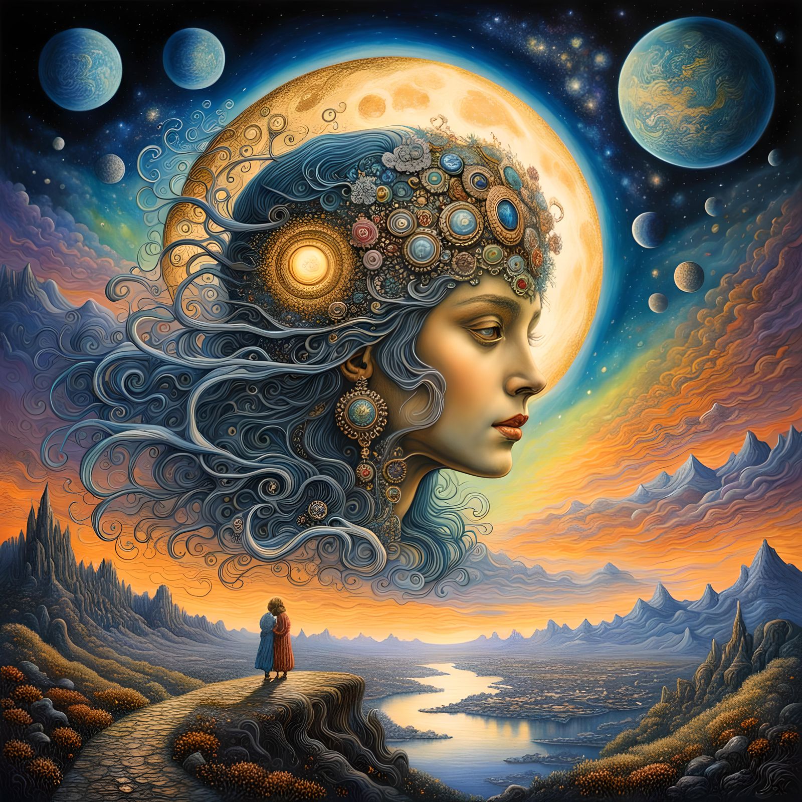 Galactic Moonscape in Gothic Hyperrealism