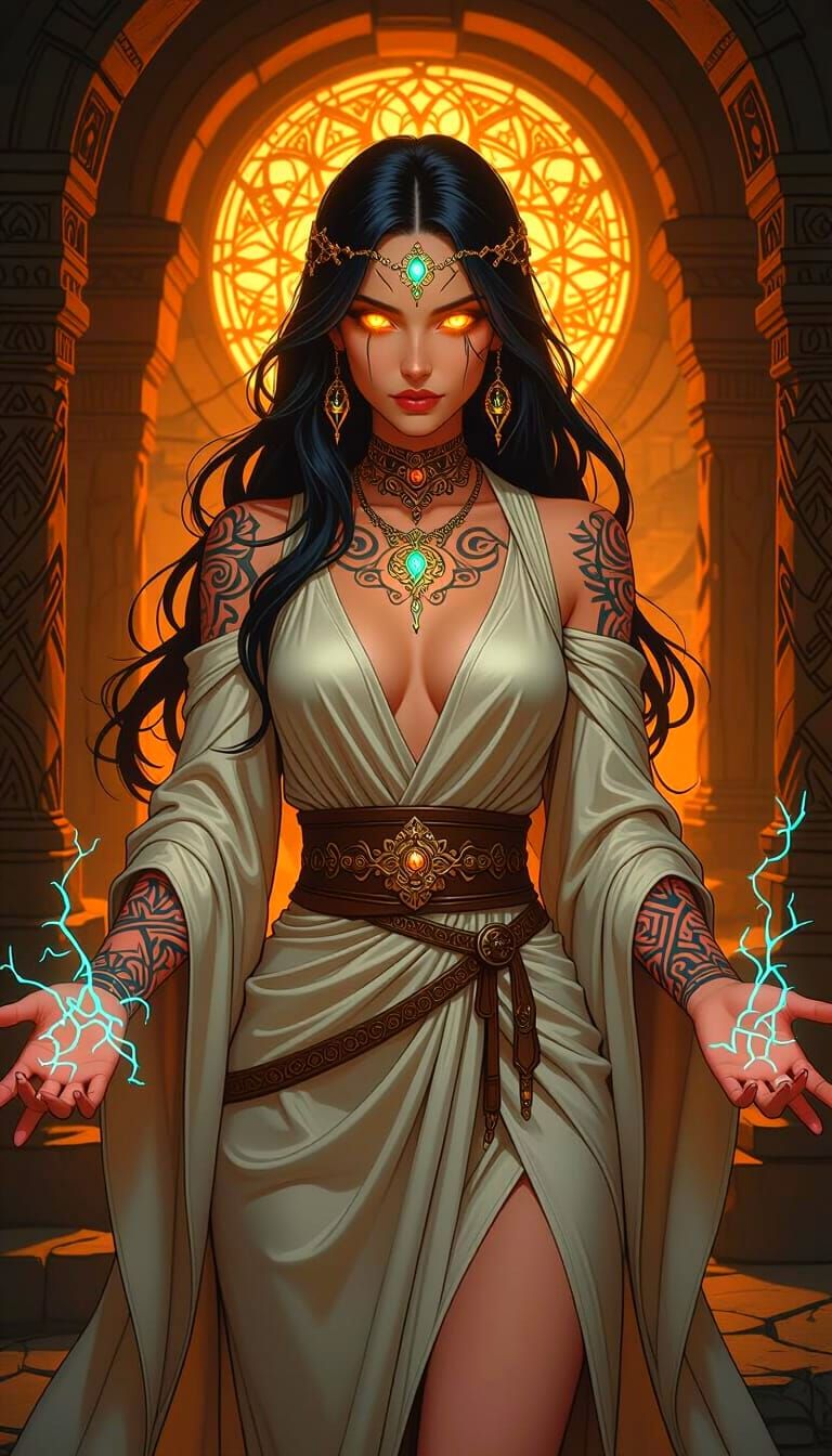 Mysterious Sorceress in Art Nouveau Style